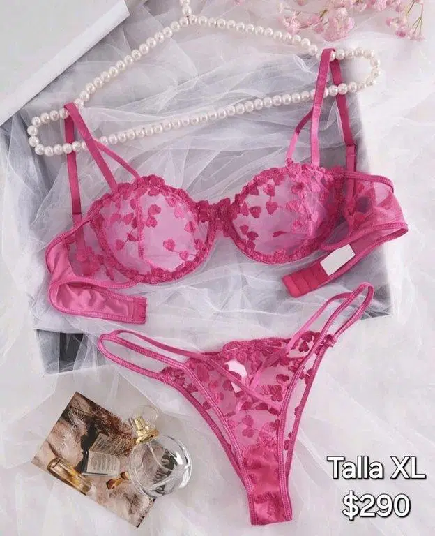 Conjunto Rosa Mexicano corazones Talla XL