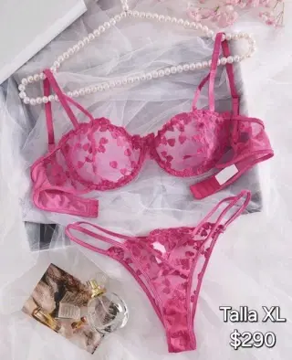 Conjunto Rosa Mexicano corazones Talla XL