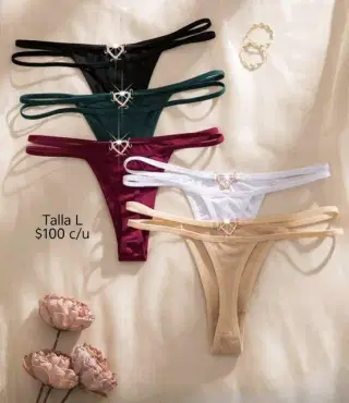 Tanga con corazon de diamantes talla L