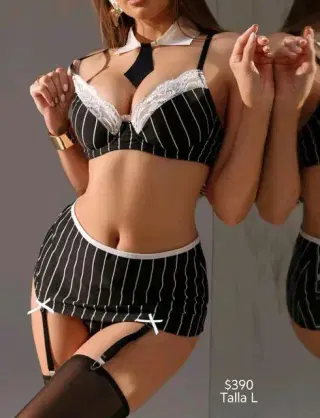 Lingerie a Rayas Negro y Blanco