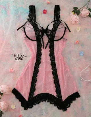 Baby doll negro con rosa talla 2XL
