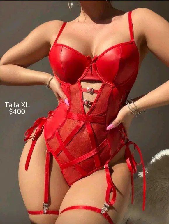 Body rojo con liguero talla XL