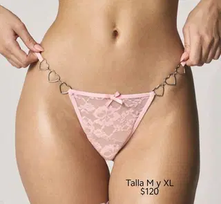 tanga con cadena de corazones talla XL