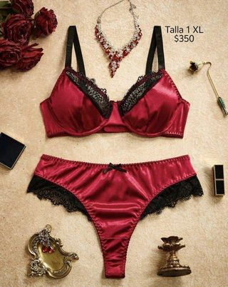 Conjunto rojo con encaje negro Talla 1XL