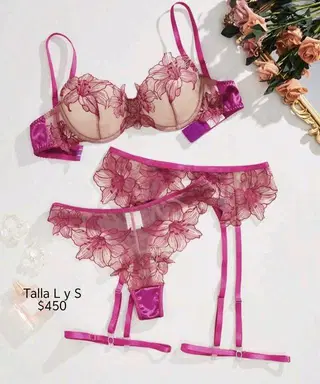 Liguero rosa fucsia con beige talla L