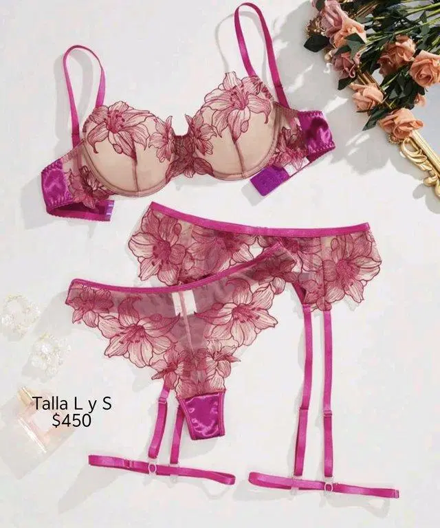 Liguero rosa fucsia con beige talla L